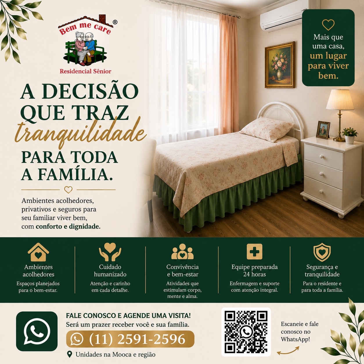 Ambiente acolhedor da Bem Me Care
